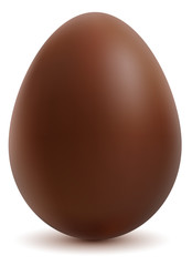 Brown sweet chocolate egg on white background