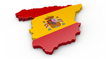 3D Karte von Spanien - 3D Umriss oder Kontur Spanien