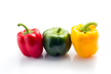 Red, yellow and green bell peppers