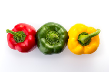 Red, yellow and green bell peppers