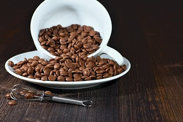 Grains Chocolate on the brown wooden table.