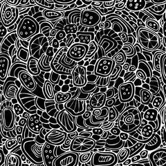 Seamless black and white vector doodle pattern. Hand drawn abstract texture