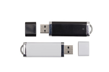 Flash drive on the white background