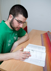 Naklejka premium The student went to study and prepare for the exam
