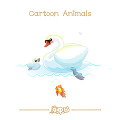 Toons series cartoon animals: white mute swans
