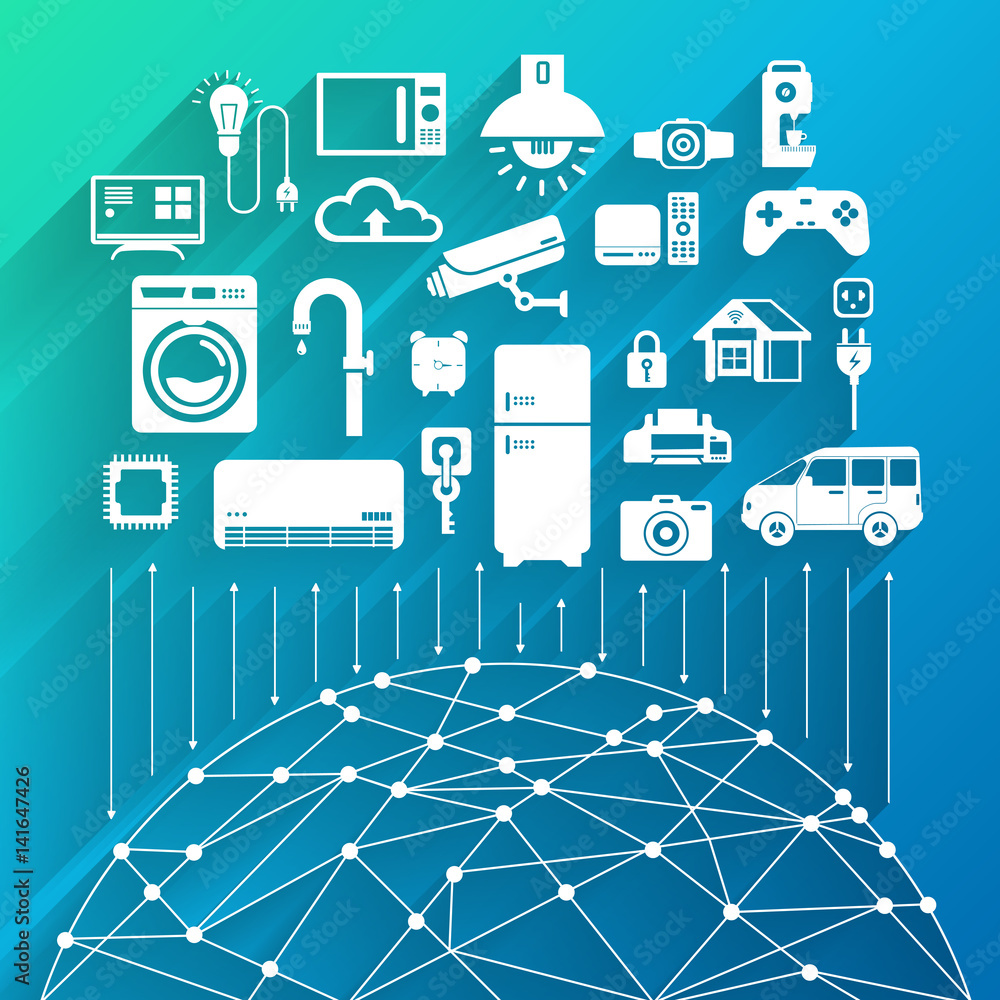 Poster flat design concept internet of things vector style.