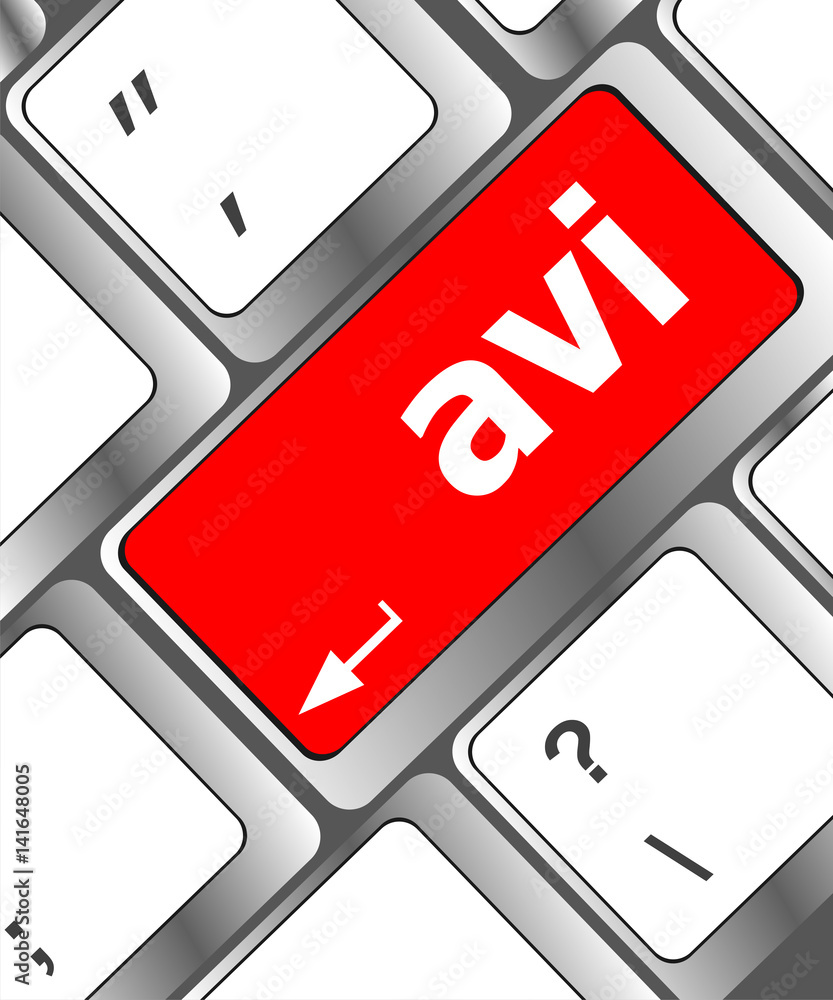 Poster closeup of avi key in a modern keyboard keys button