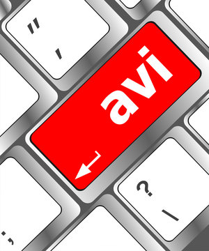 Closeup of avi key in a modern keyboard keys button