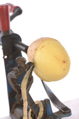 original old mashine apple peeler and potato made of metal