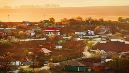 Closeup of a small village in Moldova in spring - 141649030