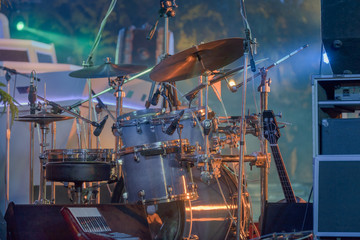 Obraz na płótnie Canvas Drum / View of drum on stage at night.