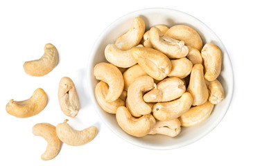 cashew nuts on white