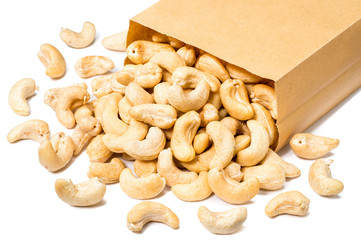 cashew nuts on white
