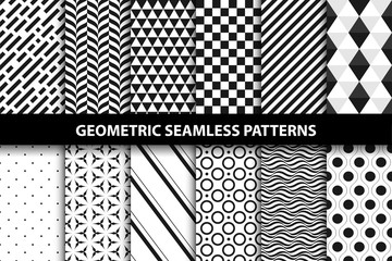 Geometric patterns - vector seamless collection.
