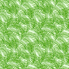 Seamless pattern composed of leaves and branches.