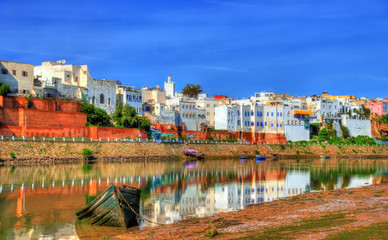 Cityscape of Azemmour on the bank of Oum Er-Rbia River in Morocco