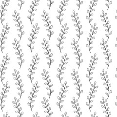 Seamless pattern composed of leaves and branches.
