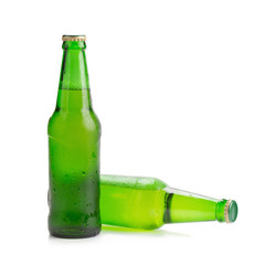 beer bottle green isolated on white background.