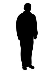 Vector, isolated silhouette man calmly stands, black