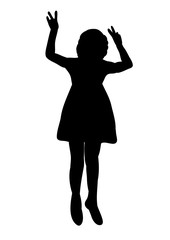Fototapeta na wymiar isolated silhouette of a girl jumping