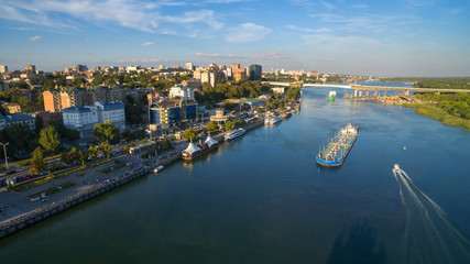 Fototapeta premium Aerial view to embankment of Rostov-on-Don. Russia