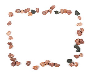 pile pebbles isolated on white background and texture, top view