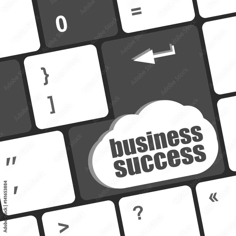 Poster business success button on computer keyboard key