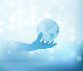 Technology vector background with blurred lights.