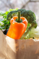 Vegetables purchased in the store in a paper bag