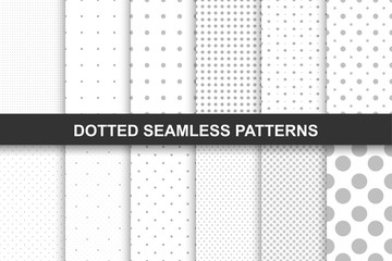 Collection of simple seamless dotted patterns.
