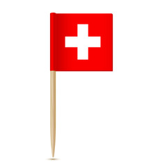 Swiss flag. Flag toothpick Switzerland - obrazy, fototapety, plakaty