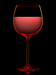 Silhouette of colorful wine glass with on black background