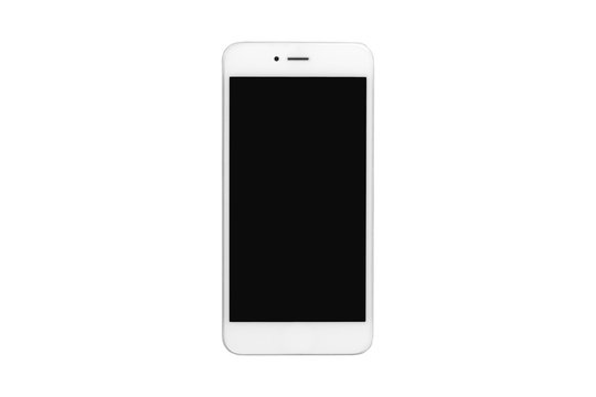 White Smartphone With Blank Screen On Isolated White Background