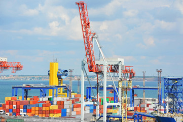 Port cargo crane and container