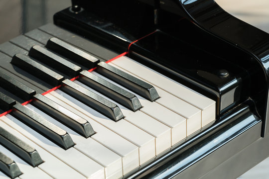 close-up of piano keys. close frontal view.