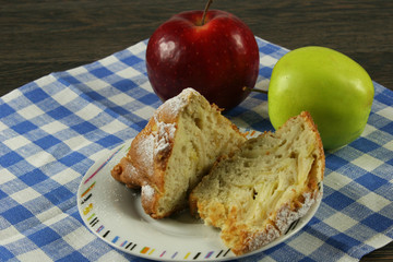 Нomemade Apple Pie. Apple and Slice of delicious fresh baked homemade Apple Pie