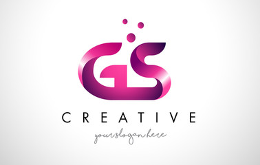 Fototapeta premium GS Letter Logo Design with Purple Colors and Dots