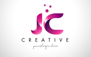 JC Letter Logo Design with Purple Colors and Dots