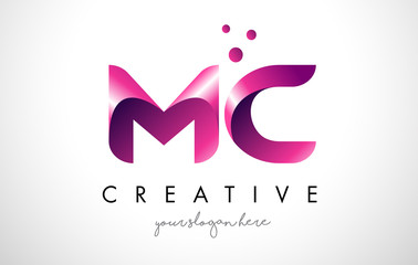 Fototapeta na wymiar MC Letter Logo Design with Purple Colors and Dots