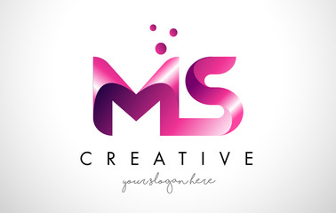 MS Letter Logo Design with Purple Colors and Dots