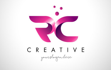 RC Letter Logo Design with Purple Colors and Dots