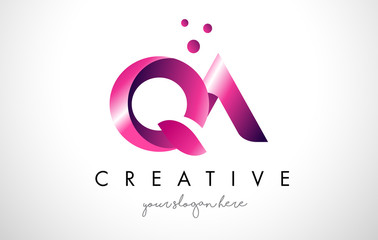 QA Letter Logo Design with Purple Colors and Dots