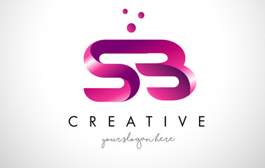 SB Letter Logo Design with Purple Colors and Dots