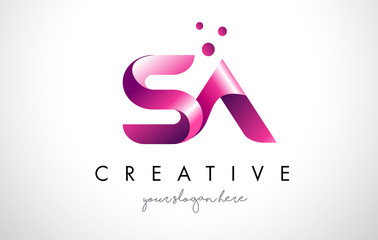 SA Letter Logo Design with Purple Colors and Dots