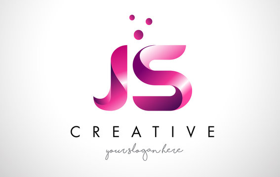 JS Letter Logo Design with Purple Colors and Dots