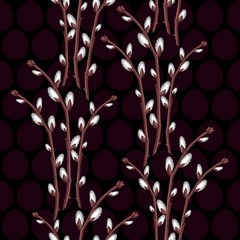 seamless background with willow branches