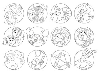 Obraz premium Set bestehend aus 12 niedlichen Cartoon-Sternzeichen Vektor Illustration