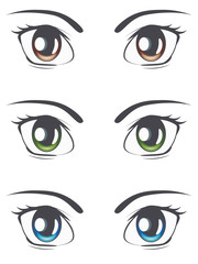 Cartoon Female Eyes Set