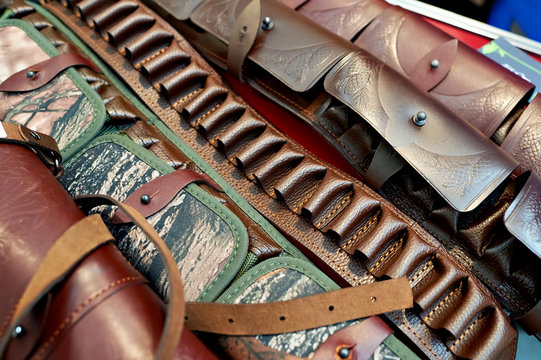 Bandolier for cartridges and ammo bags in the arms store