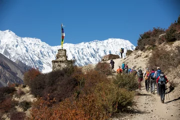Fototapete Annapurna Trekkingruppe bei der Annapurna Umrundung 